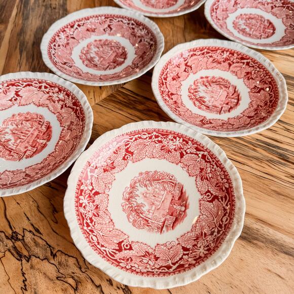 Early Mid-Century Mason's Vista Pink England Ironstone Small Plates-6.5"-Qty 6 - Picture 2 of 10